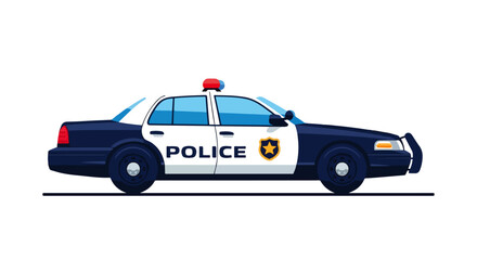 Police Sedan Car Vector Illustration &ndash; Law Enforcement Patrol Vehicle Design
