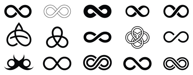 Infinity Symbol Set on White Background, professional vector pack