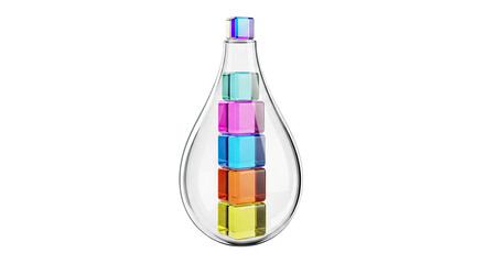 Stacked Colorful Blocks Inside a Clear Glass Bottle