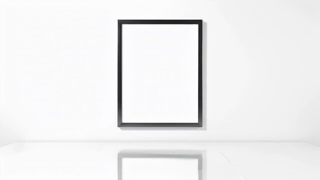 Empty Black Frame on White Wall.