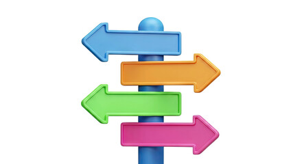 Colorful Signpost with Multiple Directional Arrows