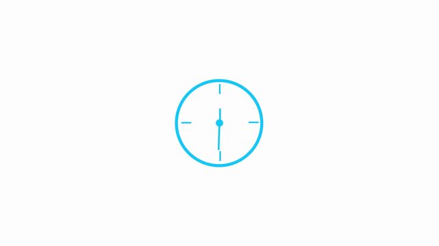 clock icon animation on black background. analog clock timer circle animated. 12 Hours Clock. Clock icon vector animation with clock face