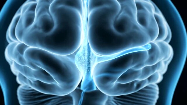 Human Brain Anatomy X-ray Style Illustration.