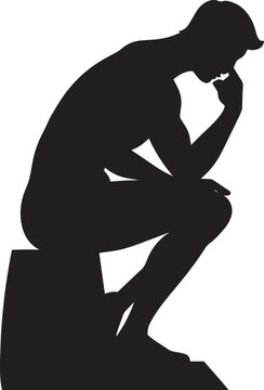 The Thinker Statue Silhouette Right View
