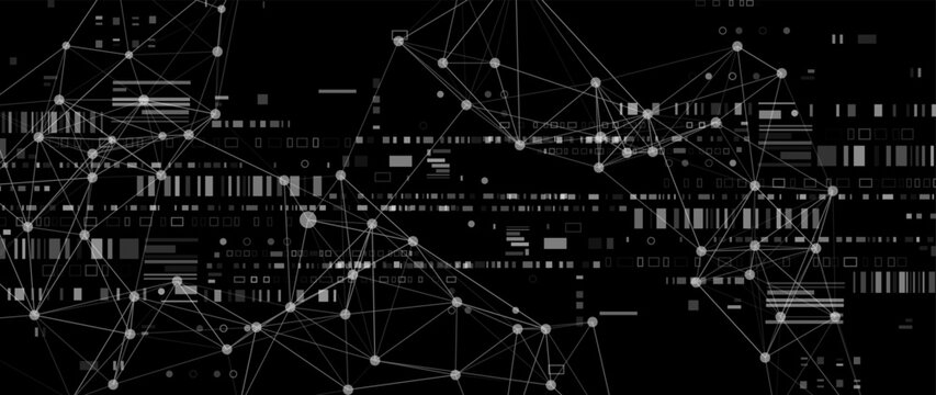 Abstract technology background with a plexus of connected nodes. Represents big data, network communication, artificial intelligence, and futuristic science.