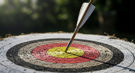 Bullseye shot with arrow hitting target center