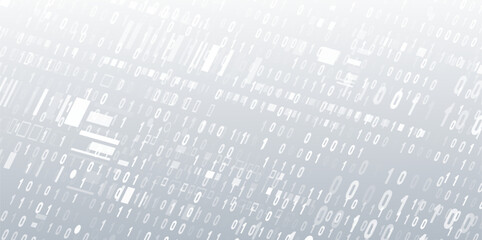 Abstract background of digital binary code 0 and 1. Futuristic data stream concept for technology, cyberspace, and computer science presentations.