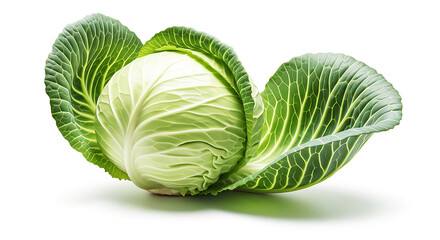Fototapeta premium Fresh green cabbage isolated on white background, healthy vegetable concept