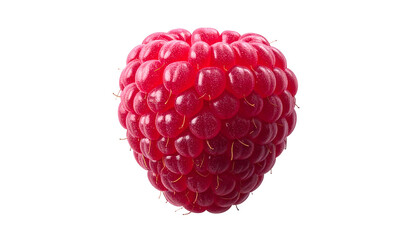 Close-up of a vibrant red, ripe berry with a textured surface, isolated on black