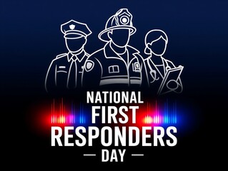Fototapeta premium Nationalfirstrespondersdaycelebrationwithillustrationsofprofessionals