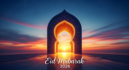Obraz premium Eid mubarak greetings 2024 wishing you a joyous celebration with family and friends on eid al fitr or eid al adha