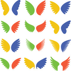 Fototapeta premium A collection of colorful wing graphics in various combinations Vector