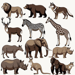 Fototapeta premium Wild Animals Collection vector