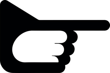 Black Hand Pointing Right Icon Isolated On White Simple Flat Style