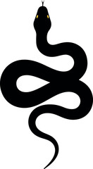 Black Snake Isolated Minimalist Illustration Yellow Eyes White Background