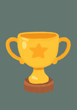 Trof&eacute;u de Conquista Dourado Desenhado &agrave; M&atilde;o - Ilustra&ccedil;&atilde;o agrad&aacute;vel - tema vit&oacute;ria ou premio 
