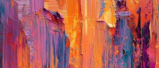 Bold acrylic palette knife textures showcase deep colors and layered strokes in an artistic display of creativity