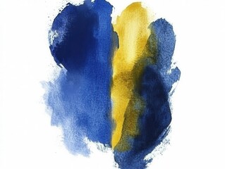 Soft watercolor washes create a blend of yellow and blue colors filling the canvas with flowing shapes and shades during a quiet afternoon