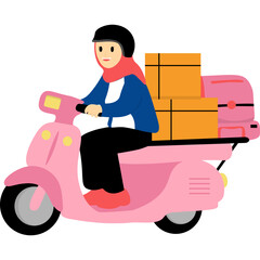 Muslim People Going Back Home by Motorbike