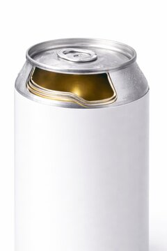 Unbranded aluminum beer can cutaway window showing double seam structure and inner protective coating packaging engineering