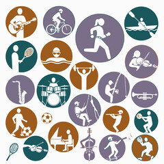 Fototapeta premium Active Lifestyle Icons vector illustration
