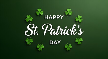 Happy st patrick's day wishes with shamrocks and green background