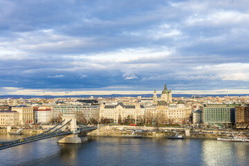 Romantic Budapest skyline with the Danube river in the heart of Europe