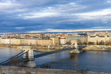 budapest chain bridge danube river cityscape