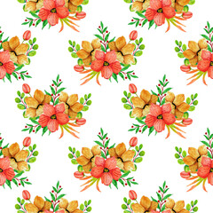 Flower vector seamless pattern illustration floral background 
