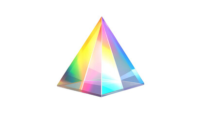 Fototapeta premium A transparent pyramid refracts light into a spectrum of rainbow colors against a dark backdrop