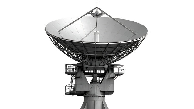 Large Parabolic Radio Telescope Antenna Structure Transparent isolated on a transparent background parabolic dish