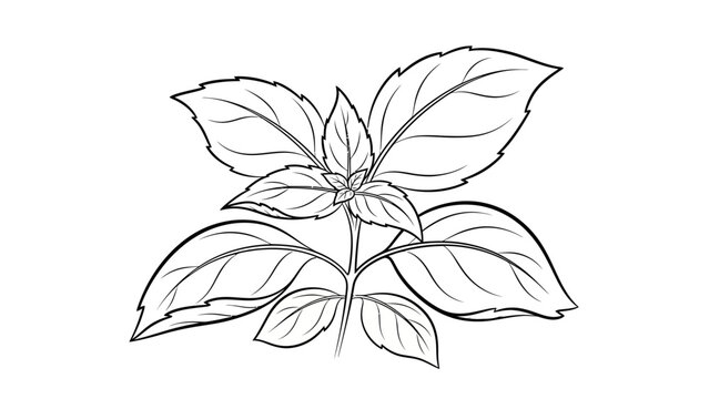 Detailed illustration of basil leaves.