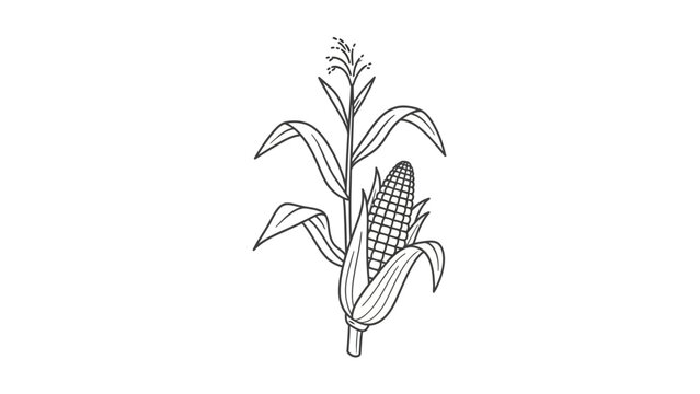 Single ear of corn on stalk.