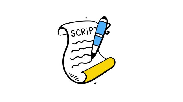 Creative movie script paper and pencil symbol for filmmaking and storytelling.