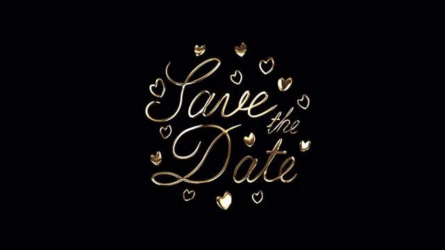 Animated Save the Date Letter on transparent background, alpha channel