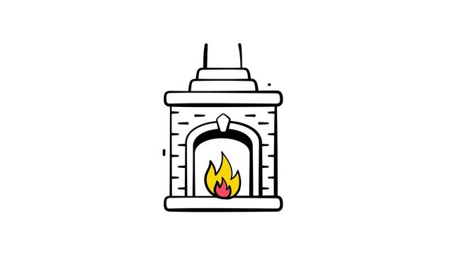 A hand drawn style animated icon of cozy fireplace, ready to use animated vector