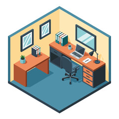 Fototapeta premium Modern office workspace with desk and computer equipment.
