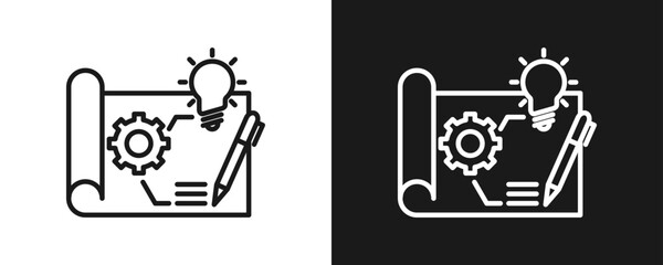 Fototapeta premium Prototype Icon Set Outline In White And Black Background