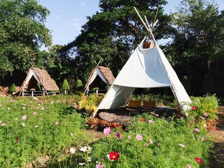 The traditional wigwam adorned with dreamcatcher decorations © wisannumkarng