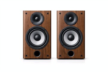 Fototapeta premium High Fidelity Bookshelf Speakers Isolated on White Background
