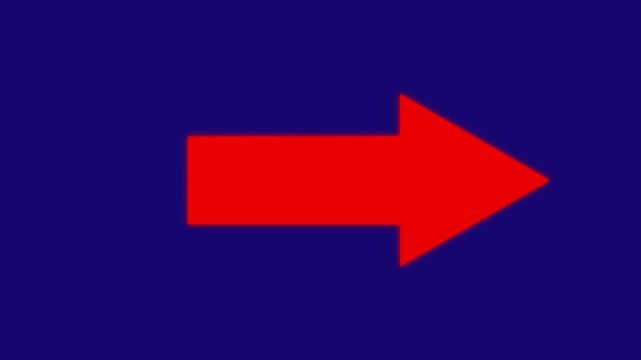 Red simple straight animated arrow pointing to the right on black background or transparent background. Right-Pointing Arrow Animation. motion graphics. animation. 4k video