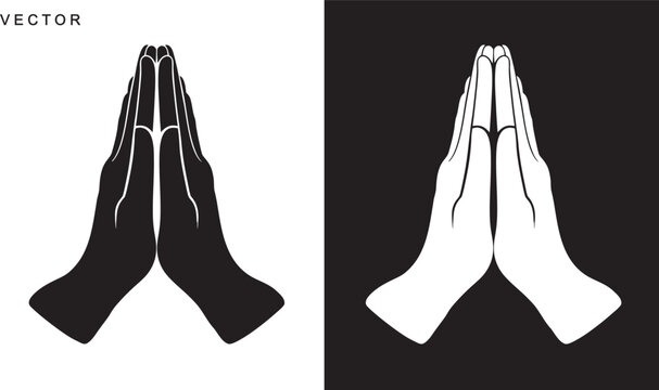 Praying hands icons, praying hands logo silhouette, praying hands vector illustration