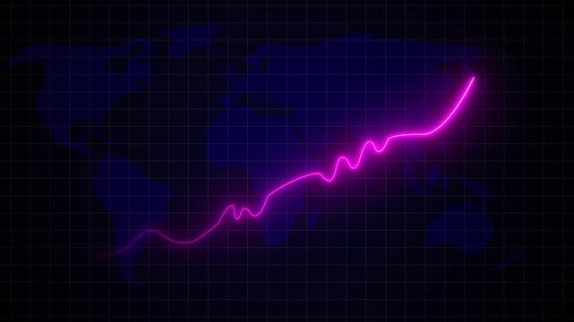 Glowing neon business graph rising arrow icon isolated .increasing arrow. motion graphics. of concept. animation. 4k video
