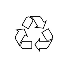 Obraz premium A black outline recycle symbol on a white background