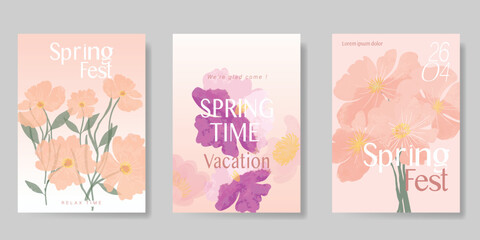 Naklejka premium watercolor Spring Floral invitation card vector. Hand drawn botanical flowers template background. Design illustration for wedding, vip cover, poster, rsvp modern card, birthday party.