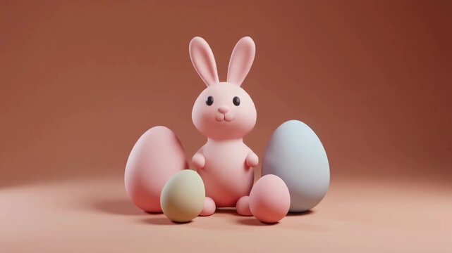Pink Easter Bunny with Eggs.