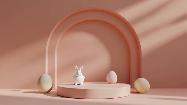 Easter Bunny Figurine on Pink Pedestal.