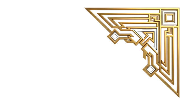 Art Deco Golden Corner Ornament with Geometric Design
