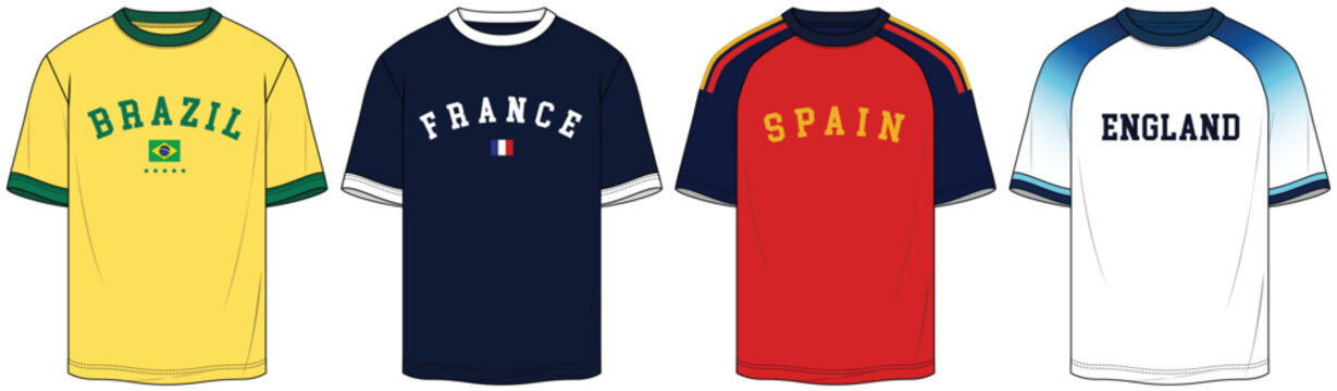 Football Jersey 2026 Flat Sketch Vector Illustration Editable World Cup Fan T Shirt EPS Template