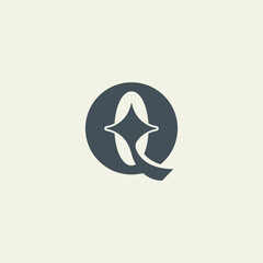 Modern Minimalist Letter Q Logo Design with Luxury Sparkle Icon and Professional Corporate Identity